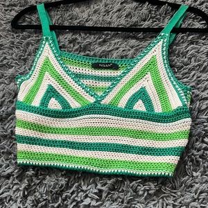 Knit top from a boutique, sold as one size, crop, low ish cut